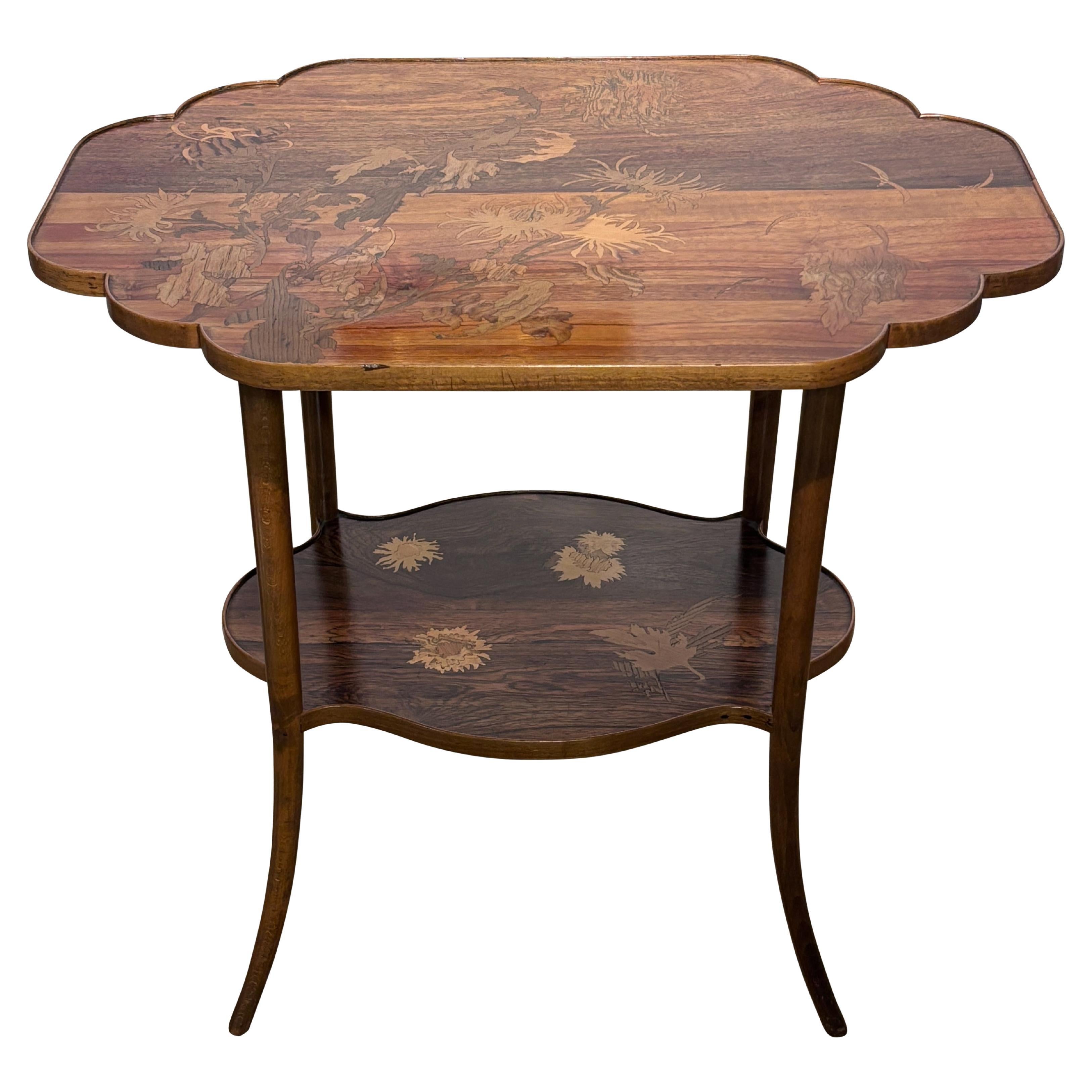 Emile GALLE Tavolino intarsiato Art Nouveau francese 1890