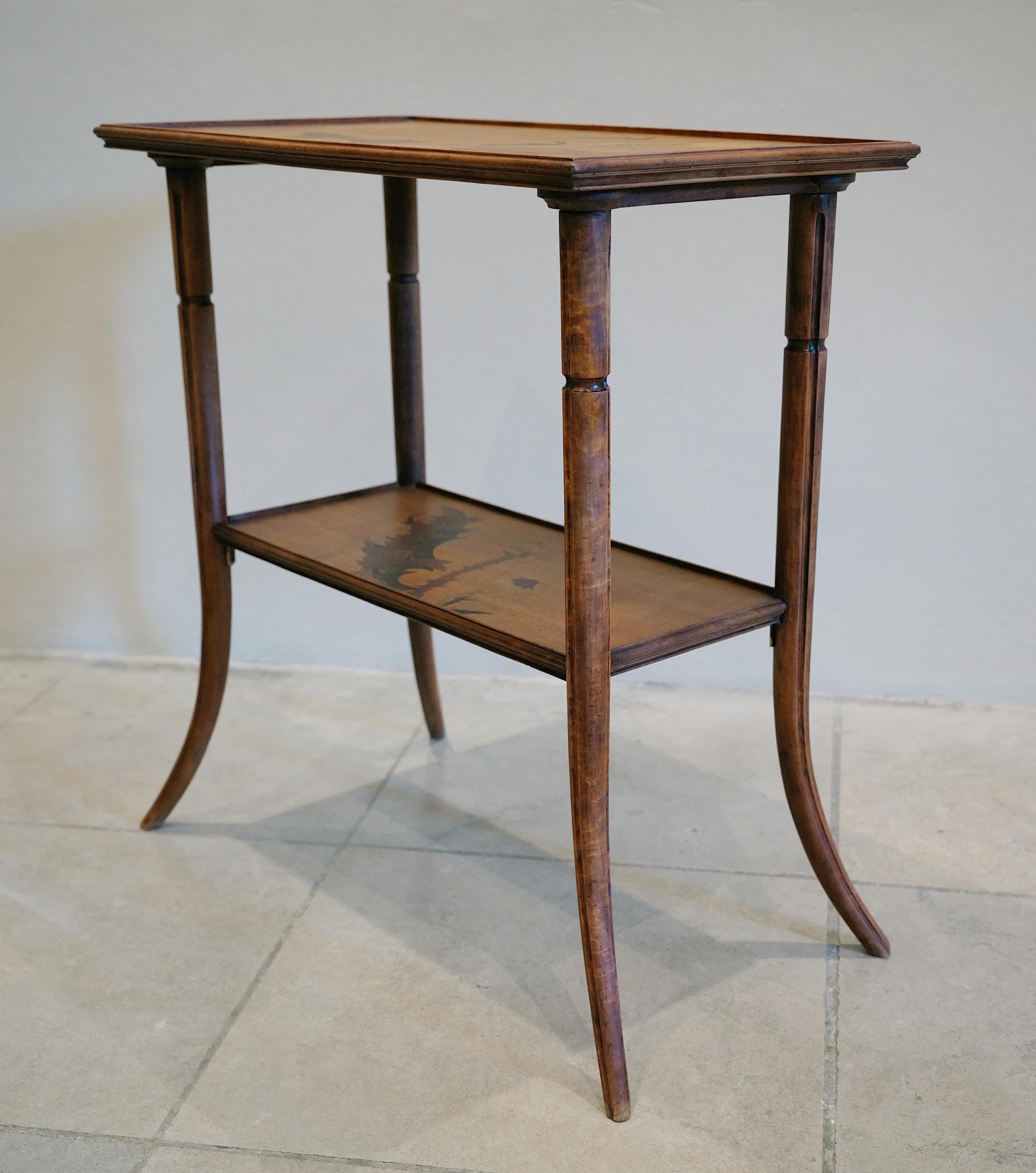 Emile GALLE French Art Nouveau Inlaid Small Side Table 1890 For Sale 3