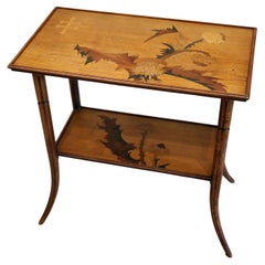 Antique Emile GALLE French Art Nouveau Inlaid Small Side Table 1890