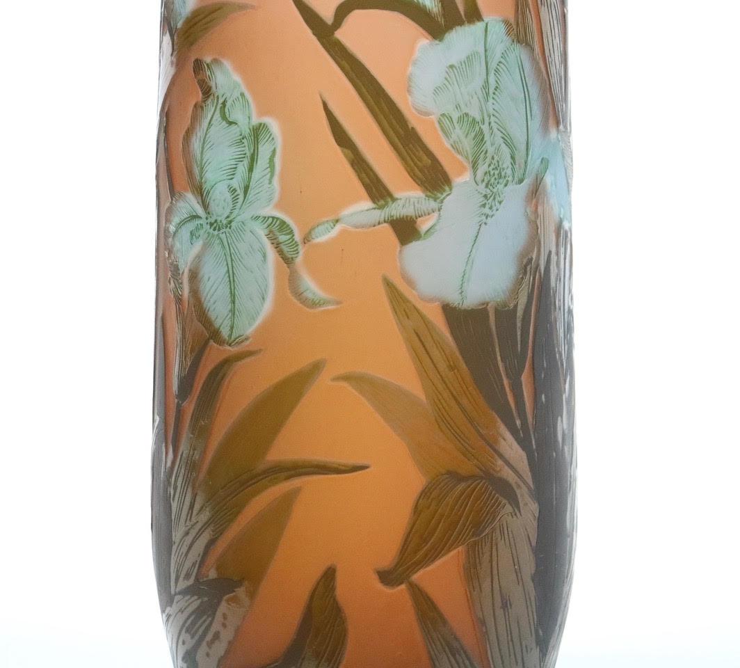 Early 20th Century Emile Galle French Art Nouveau Monumental Cameo Glass Vase