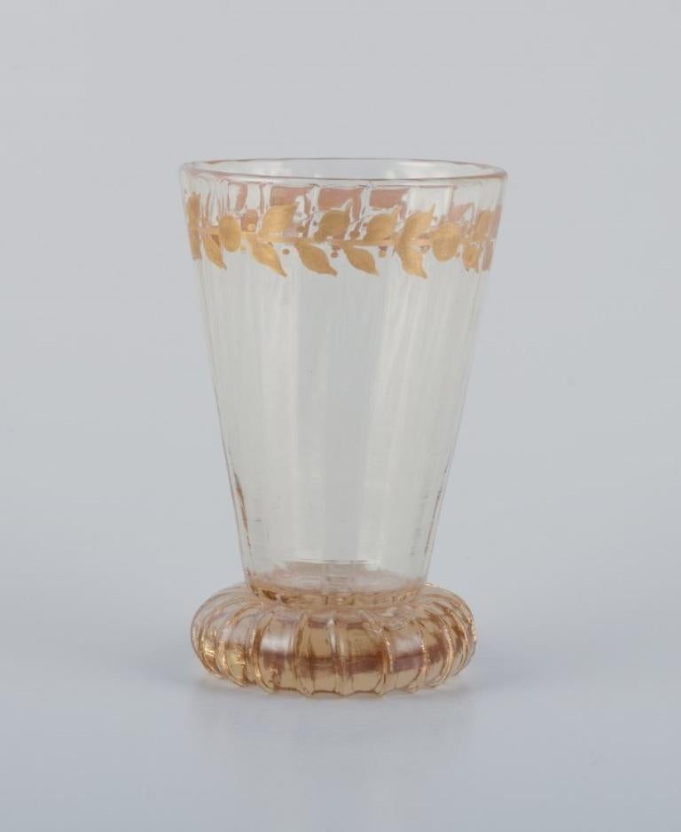 Emile Gallé, French artist and designer. Five small crystal glasses. 1870/80s In Excellent Condition For Sale In Copenhagen, DK