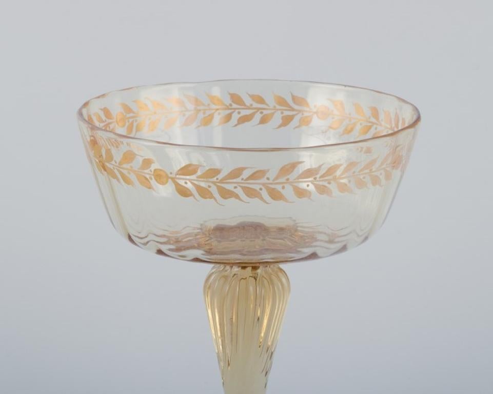 Late 19th Century Emile Gallé, French artist and designer. Two champagne coupes in crystal glass For Sale