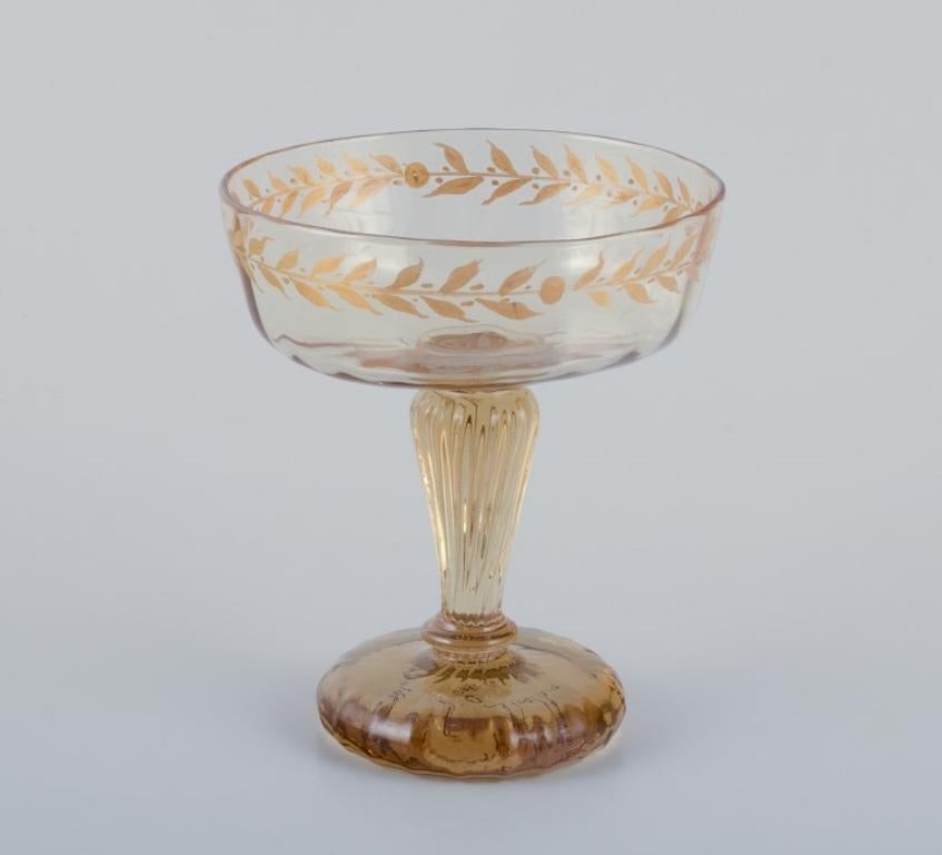 Crystal Emile Gallé, French artist and designer. Two champagne coupes in crystal glass For Sale
