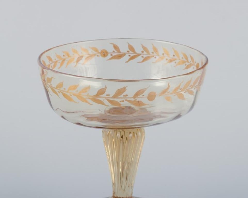 Emile Gallé, French artist and designer. Two champagne coupes in crystal glass For Sale 1
