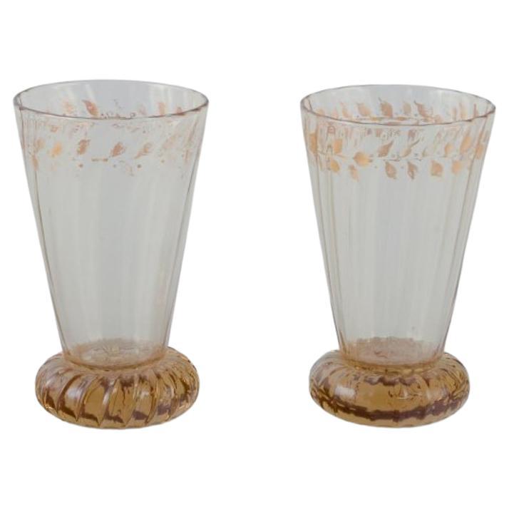 Emile Gallé, French artist and designer. Two small crystal glasses, 1870s/80s For Sale