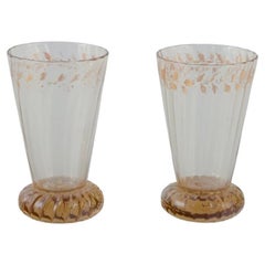 Emile Gallé, French artist and designer. Two small crystal glasses, 1870s/80s