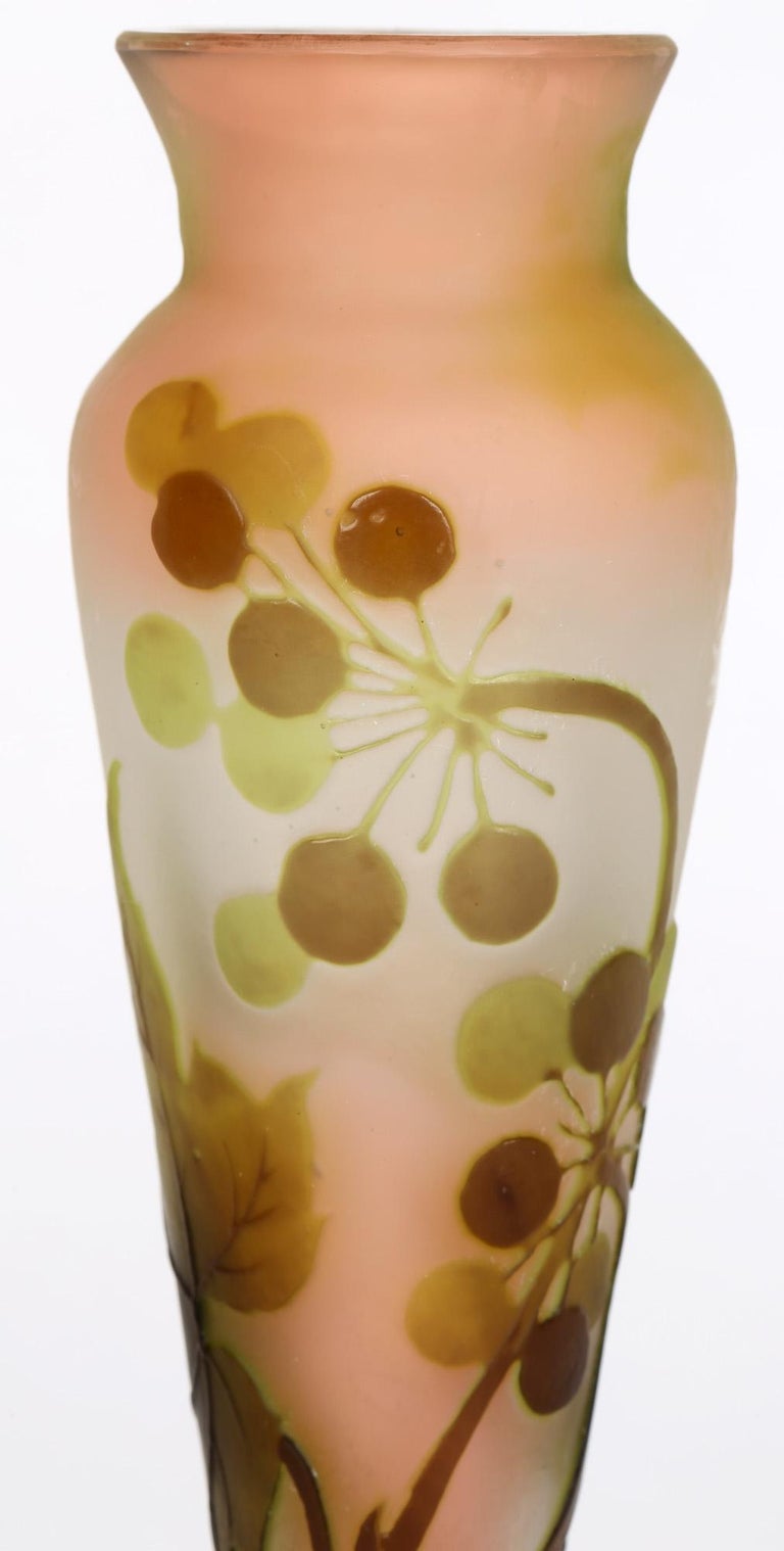 Emile Galle French Cameo and Cased Art Glass Seed Pod Vase For Sale 6