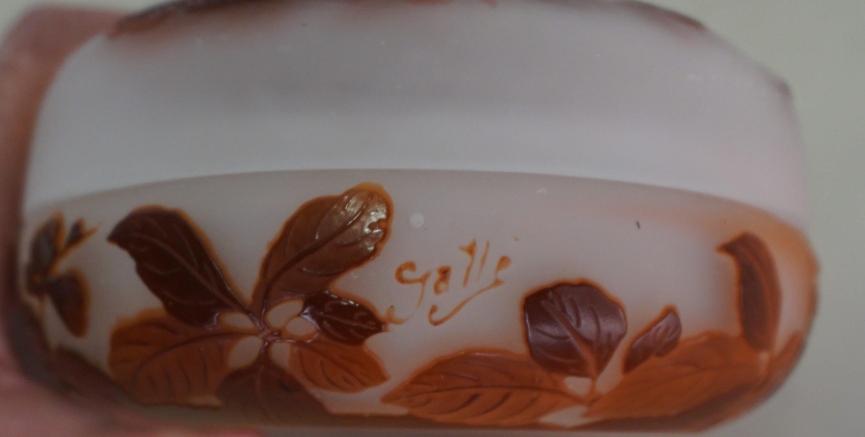 Early 20th Century Emile Galle French Cameo Glass Floral Covered Box