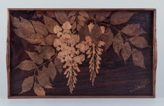 Emile Gallé, French glass artist and designer.  Large tray in fruitwood.
