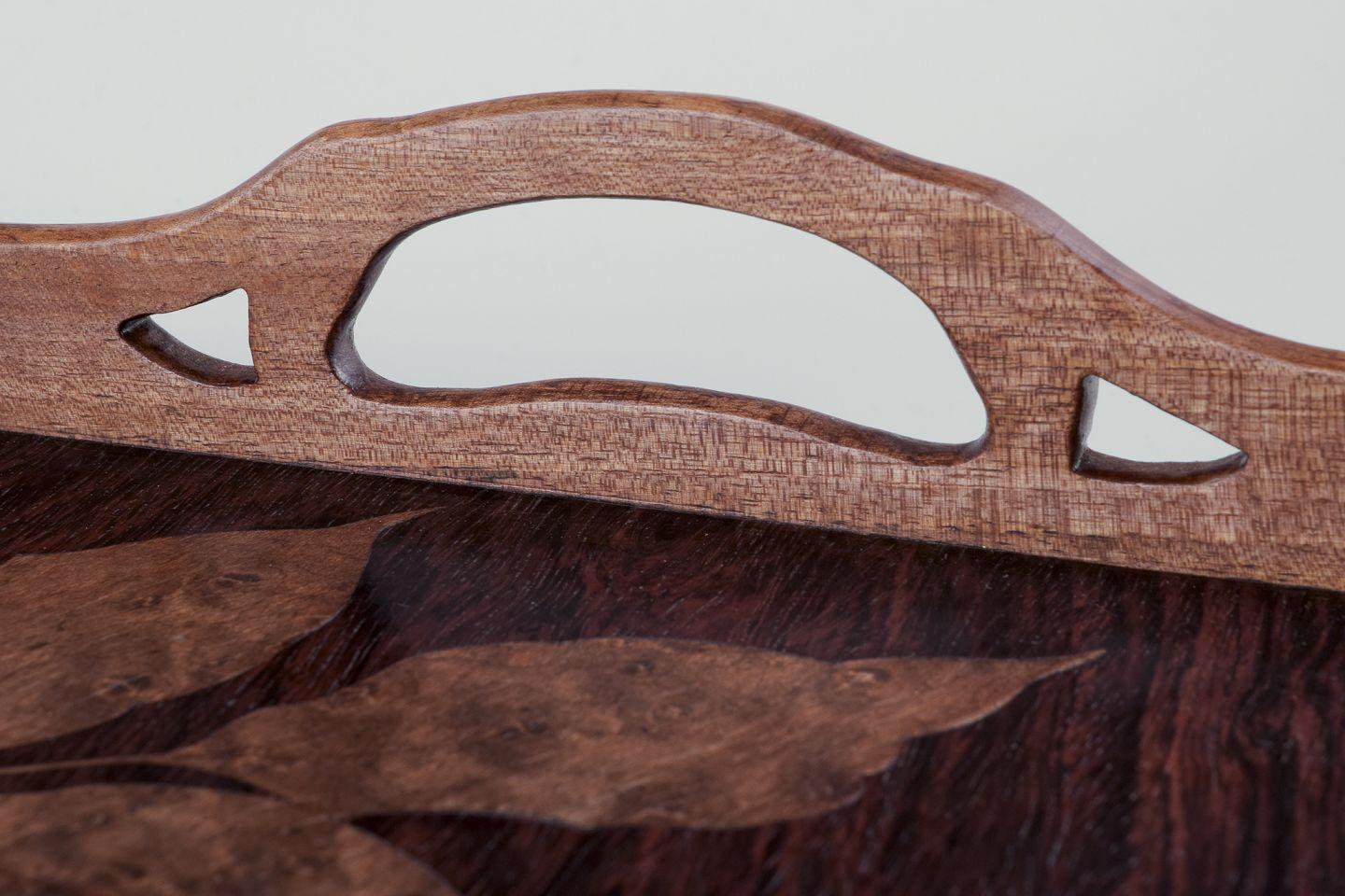 Emile Gallé, French glass artist and designer.  Large tray in fruitwood. For Sale 1