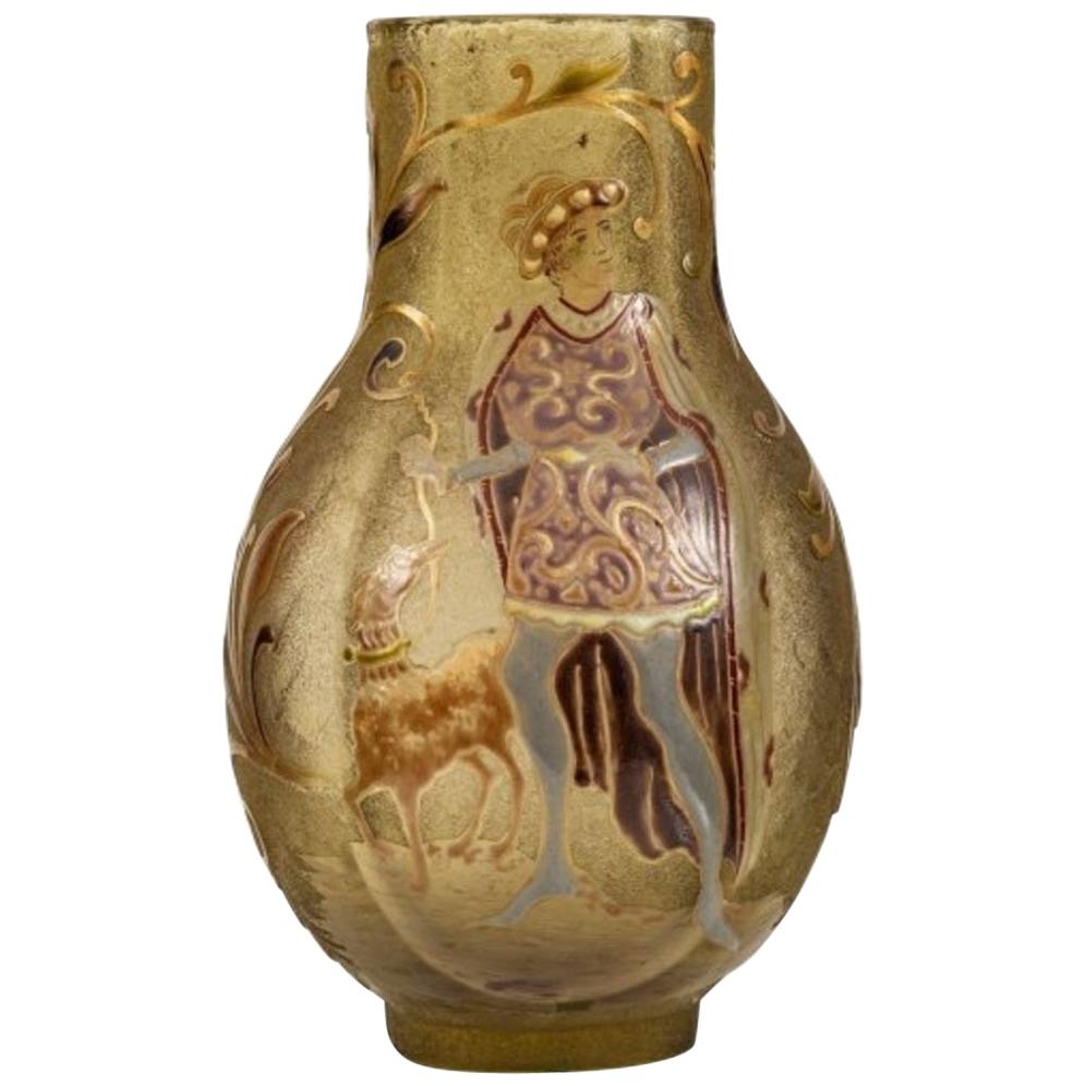 Emile Gallé Glass Vase "Aristocrat" Signed Galle For Sale