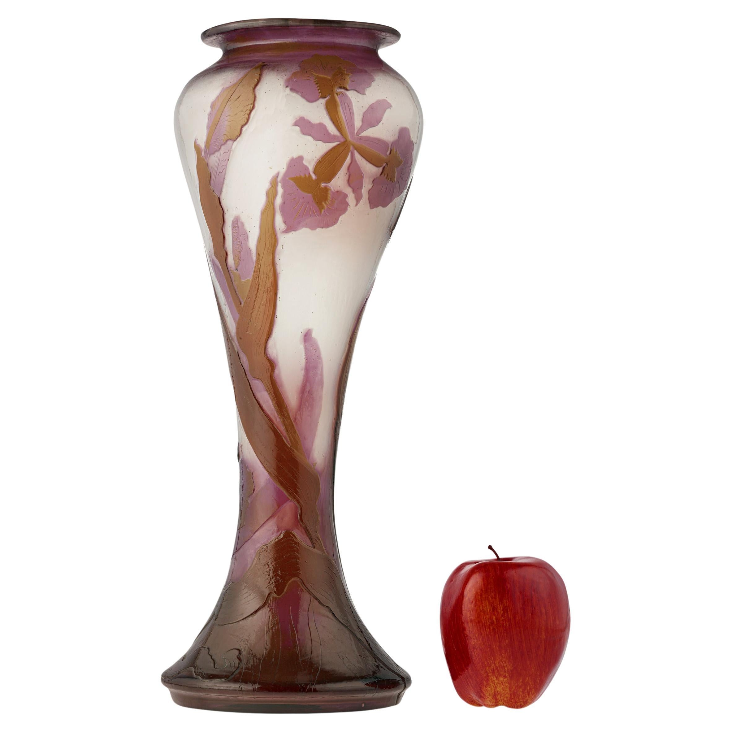 Émile Gallé Glass Vase For Sale
