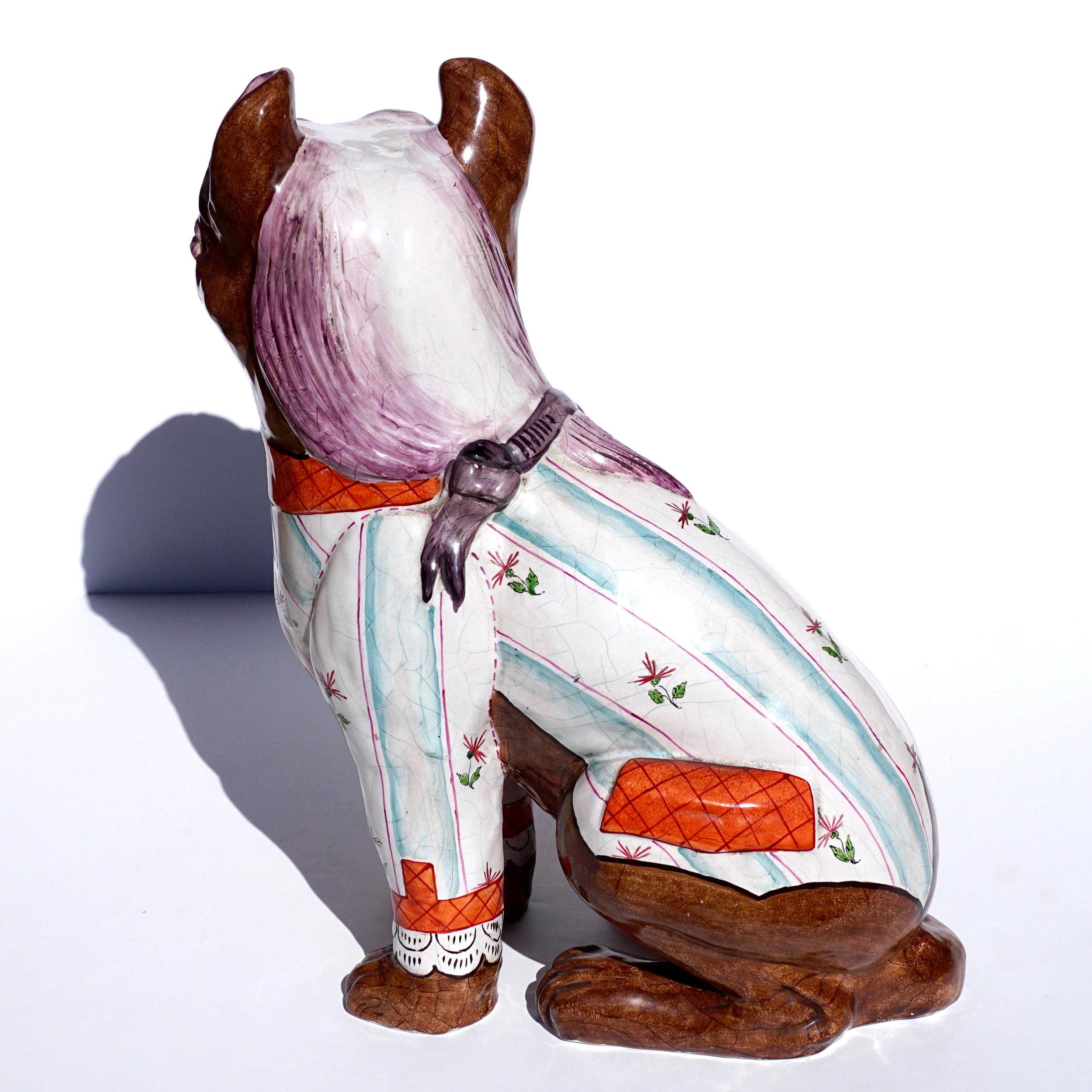 Emile Galle Glazed Faience Pottery Dog  In Good Condition In Dallas, TX