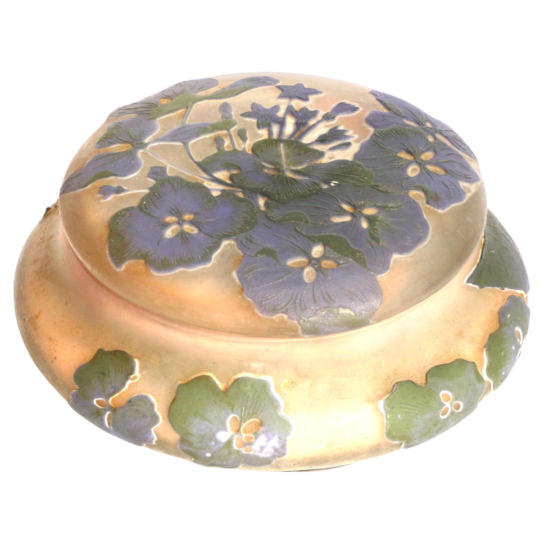 Emile Galle Hydrangea Cameo Covered Dish