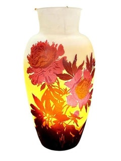 Emile Gallé Monumental Vase Aux Pivoines