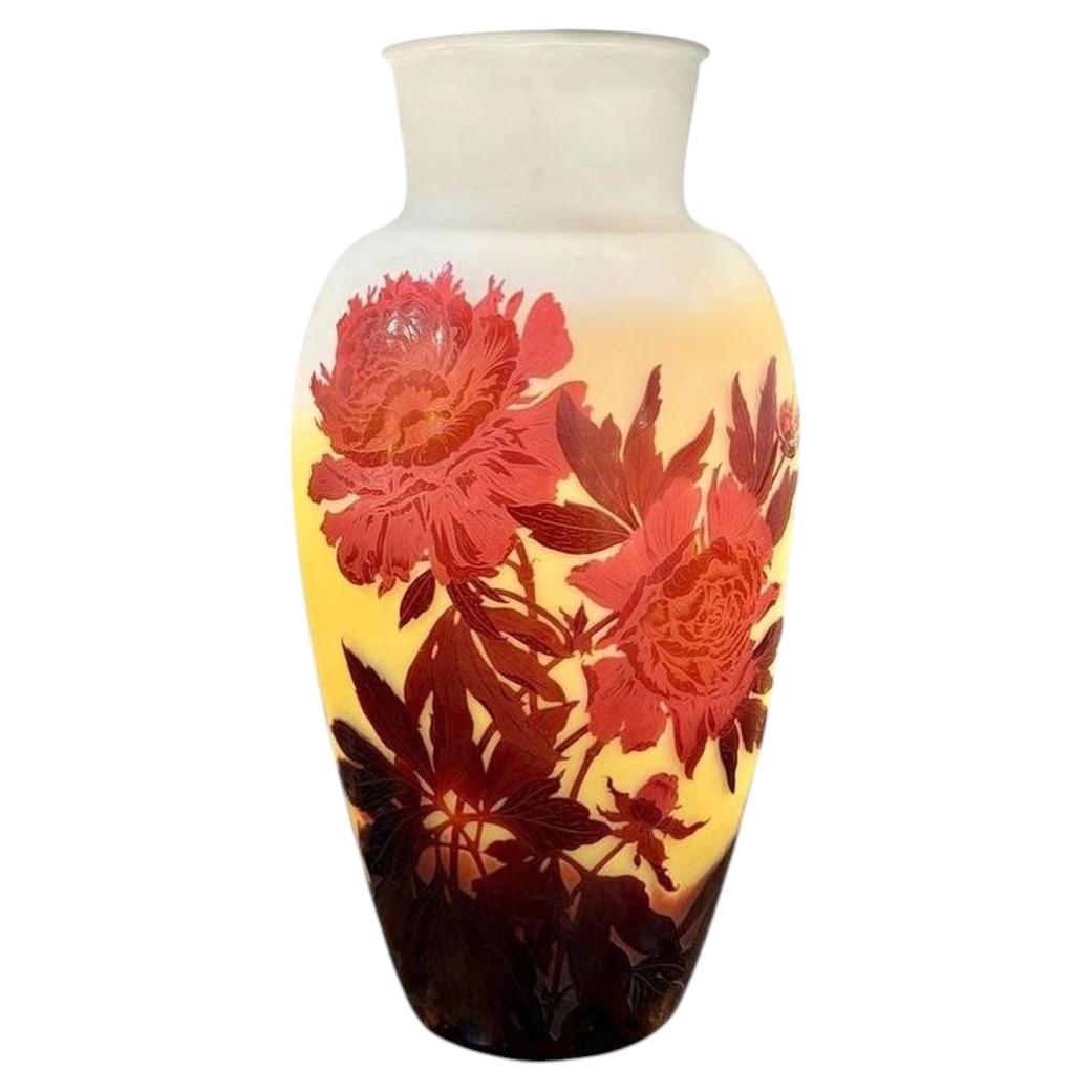 Emile Gallé Monumental Vase Aux Pivoines