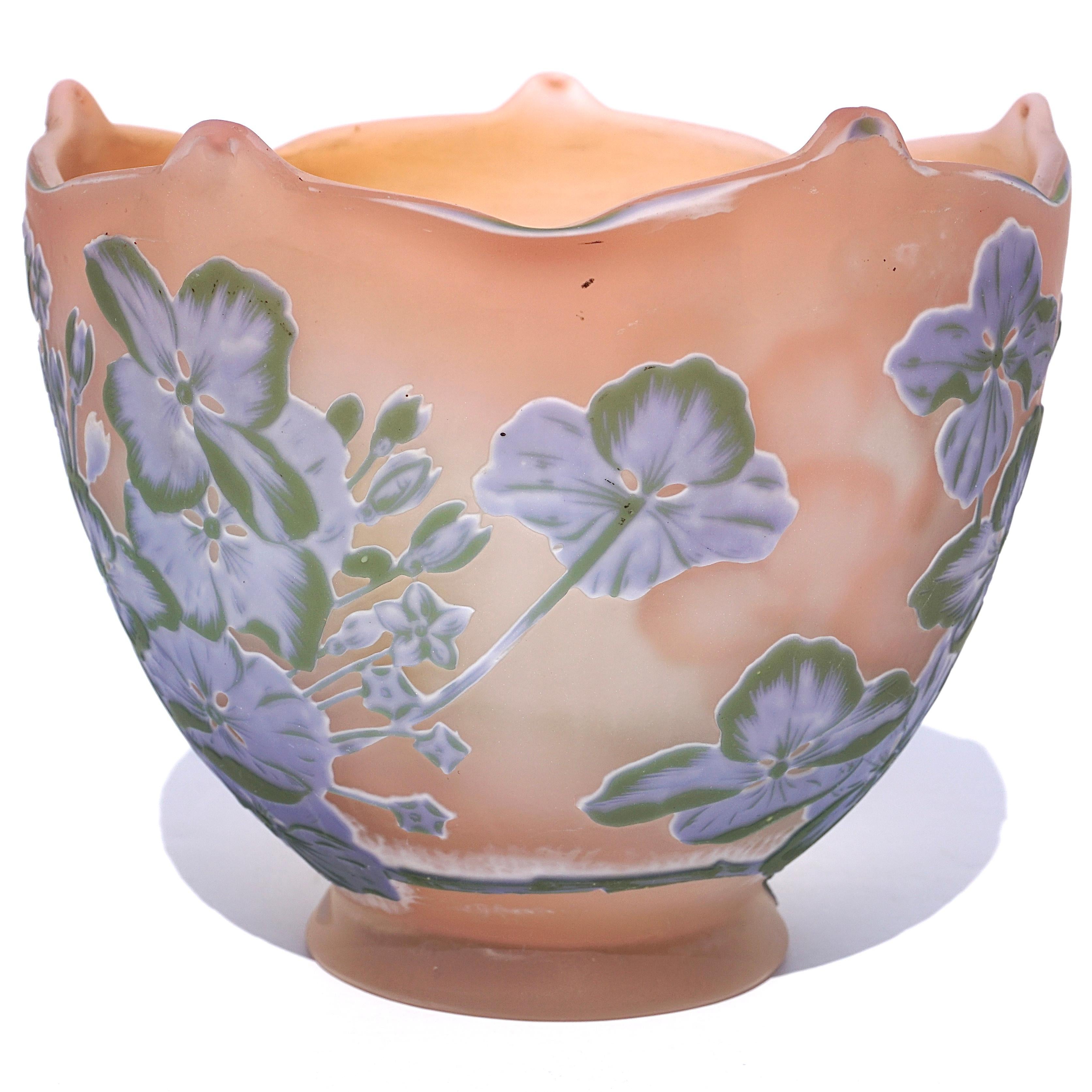 Art Nouveau Emile Galle Internally Decorated Cameo Lilac Vase