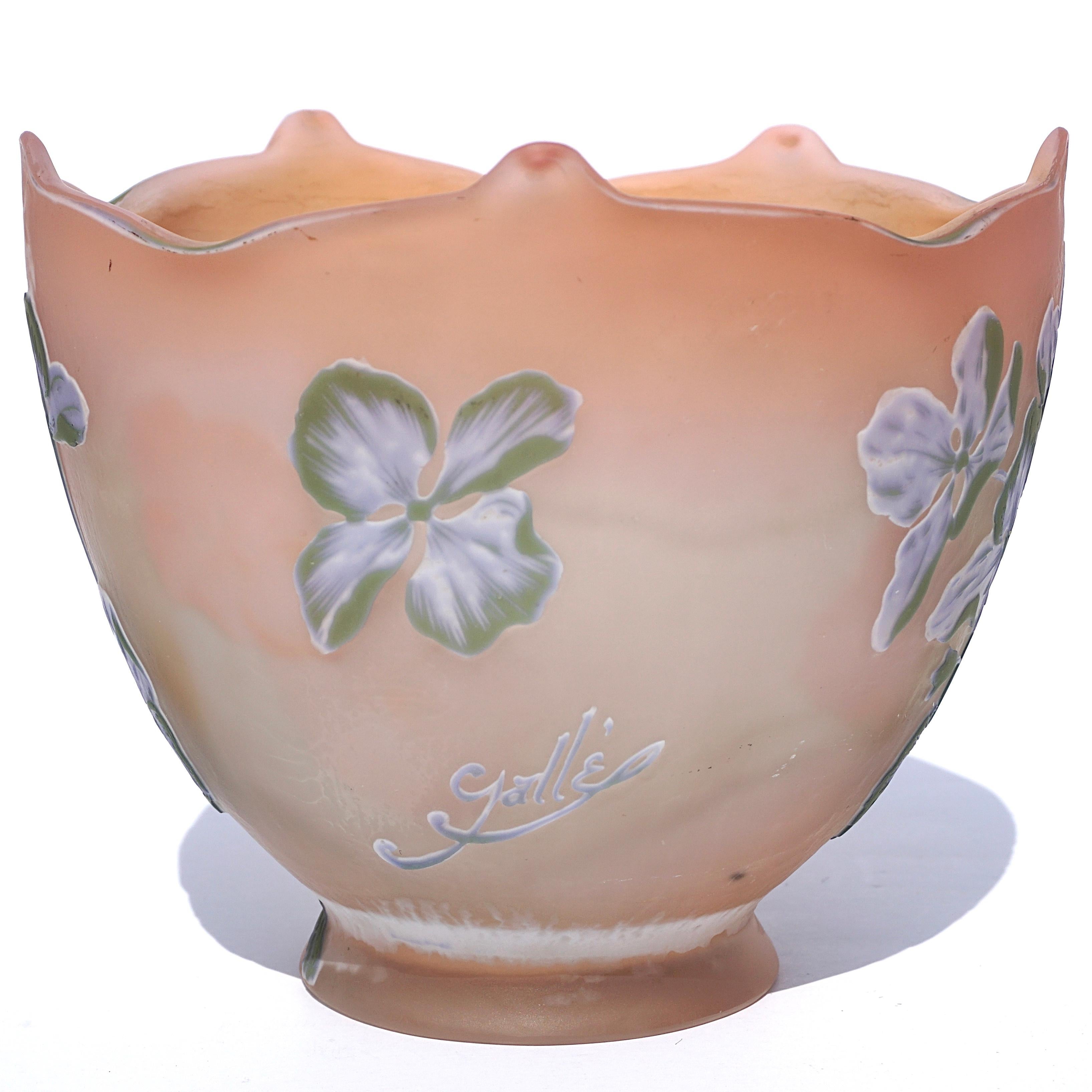 French Emile Galle Internally Decorated Cameo Lilac Vase