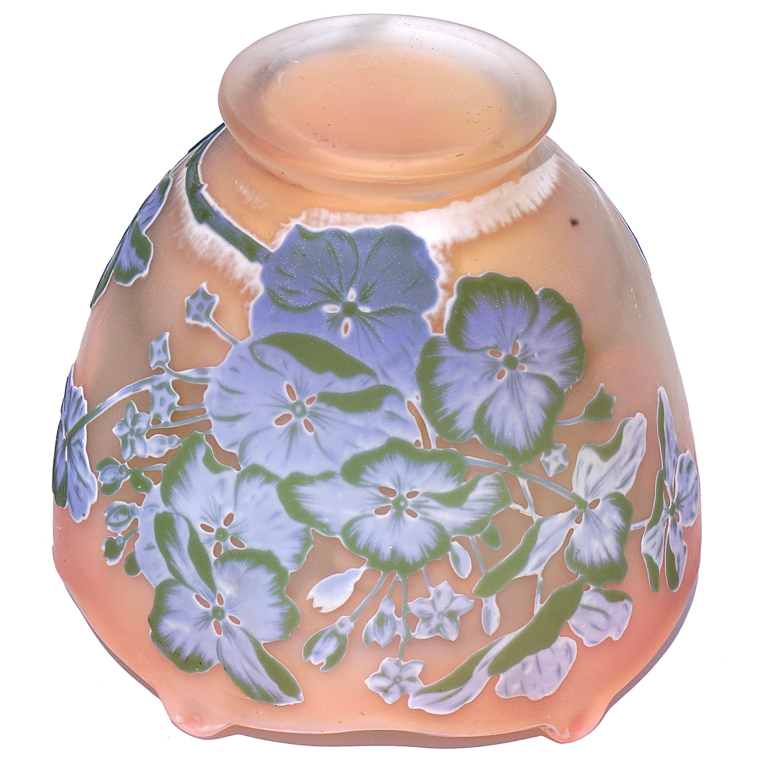 Emile Galle Internally Decorated Cameo Lilac Vase In Good Condition In Dallas, TX