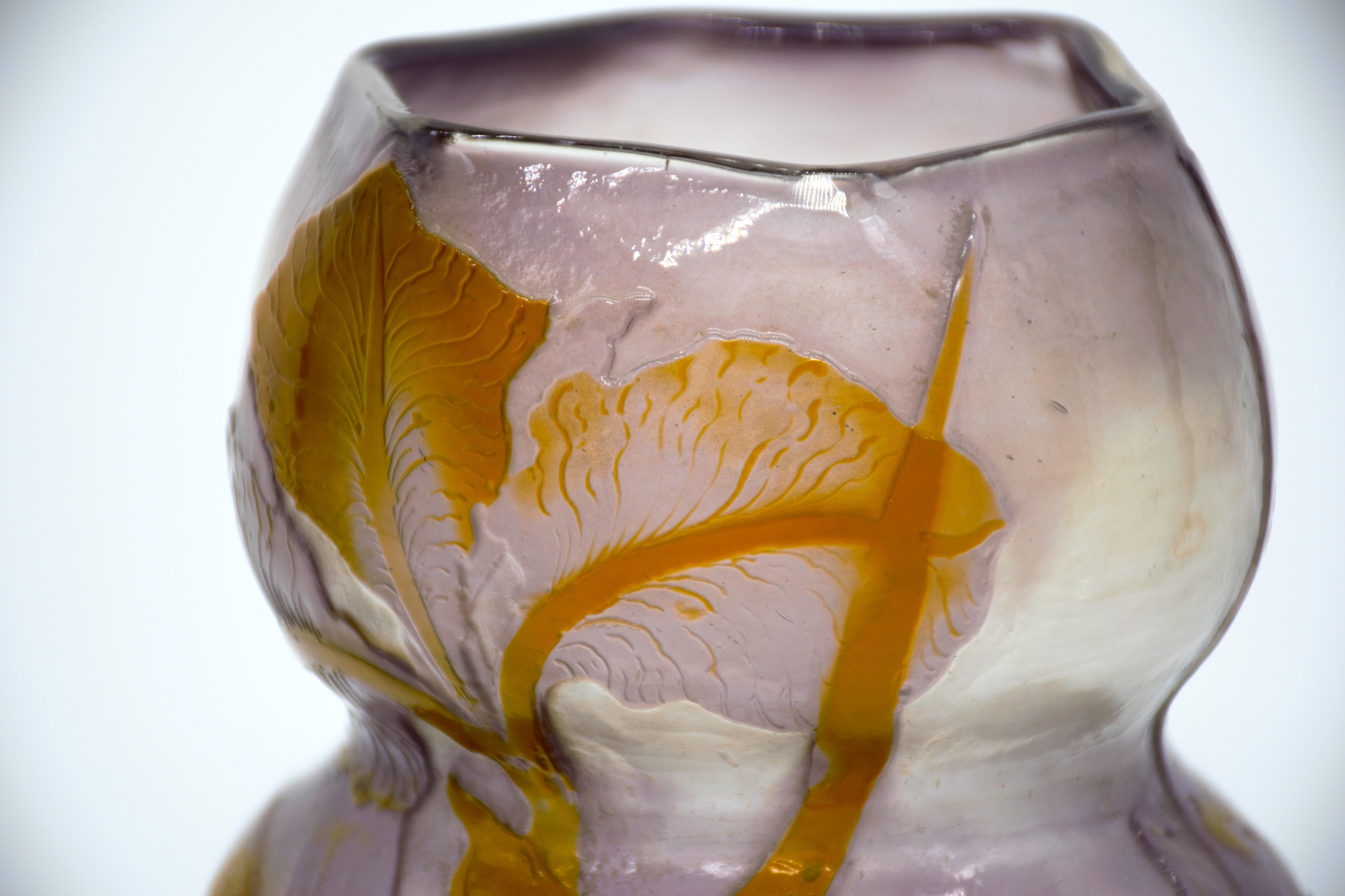 Art Nouveau ÉMILE GALLÉ  'Iris' Vase, circa 1900 overlaid cameo and fire polished glass  For Sale