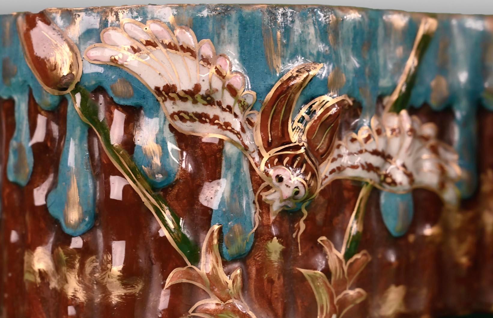 Art nouveau Émile GALLÉ, Jardinière dont le design s'inspire de la nature de l'Égypte pharaonique en vente