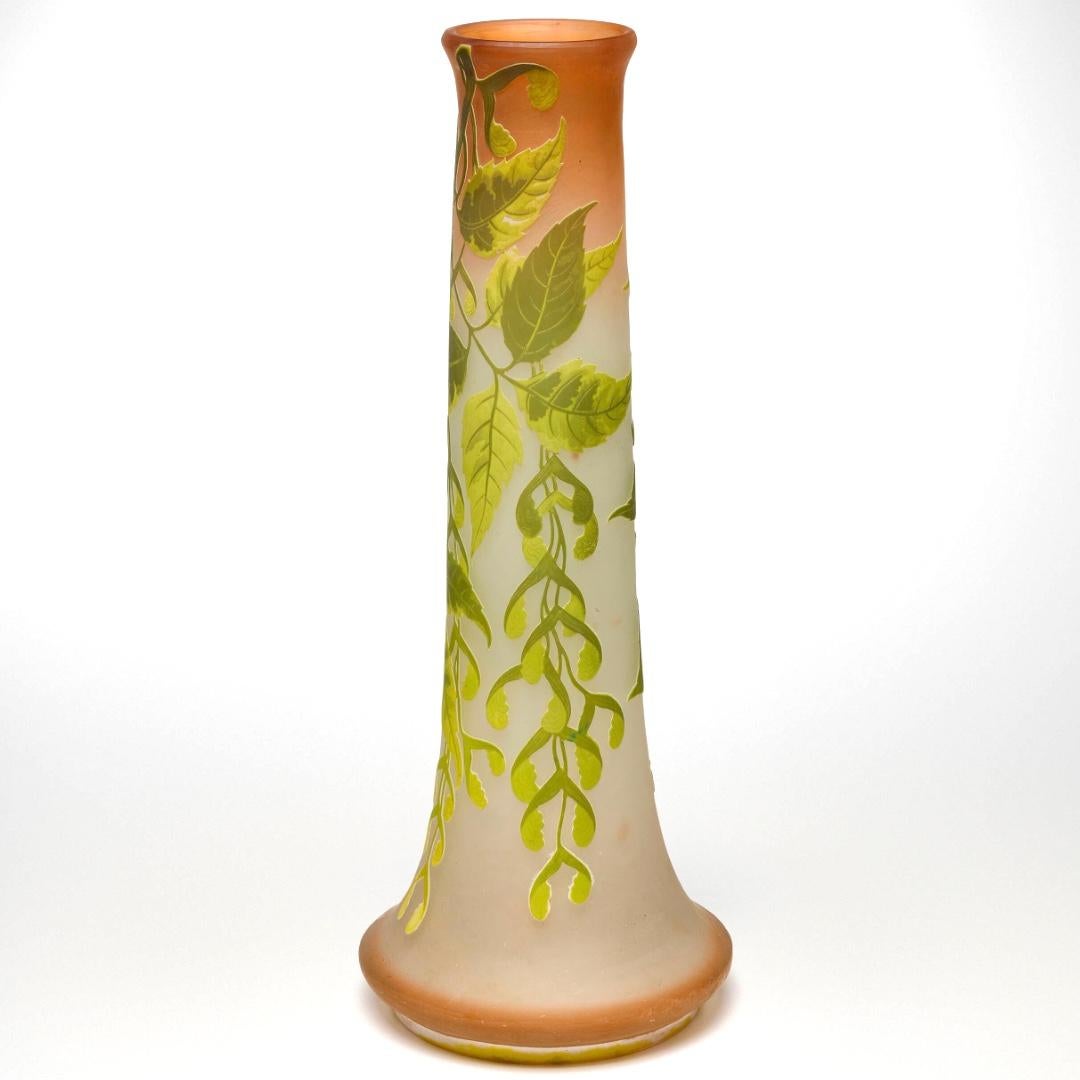 French Emile Galle Large Cameo Glass Vase For Sale