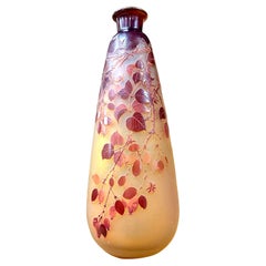 Emile Gallé Large Vase In Multilayer Glass, Art Nouveau Glass Pate