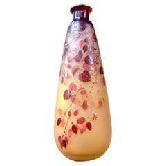 Grand vase en verre multicouche d'Emile Gallé, Pate de verre Art Nouveau