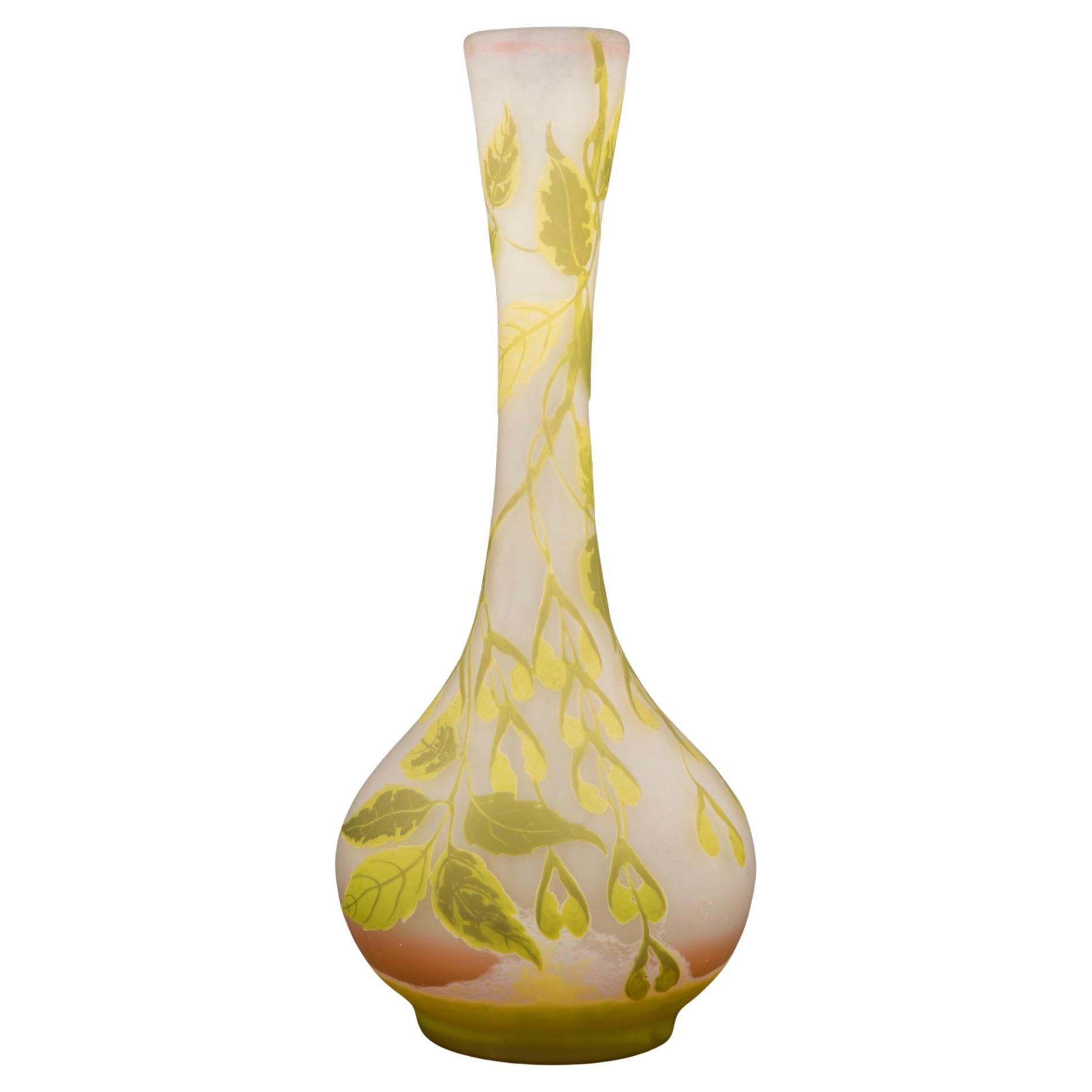 Emile Galle Leaves And Pods Art Nouveau Tall Vase