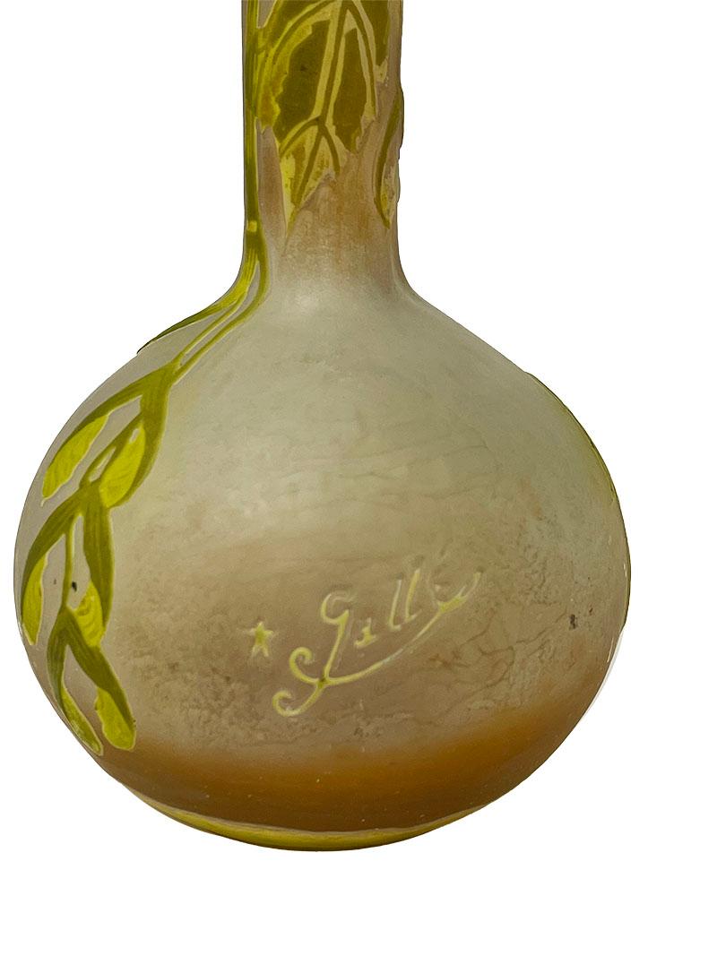Vase camée à long col Émile Gallé, Art nouveau, 1904-1906 en vente 1