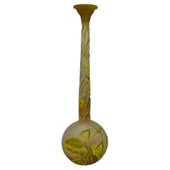 Émile Gallé long neck Cameo vase, Art Nouveau, 1904-1906