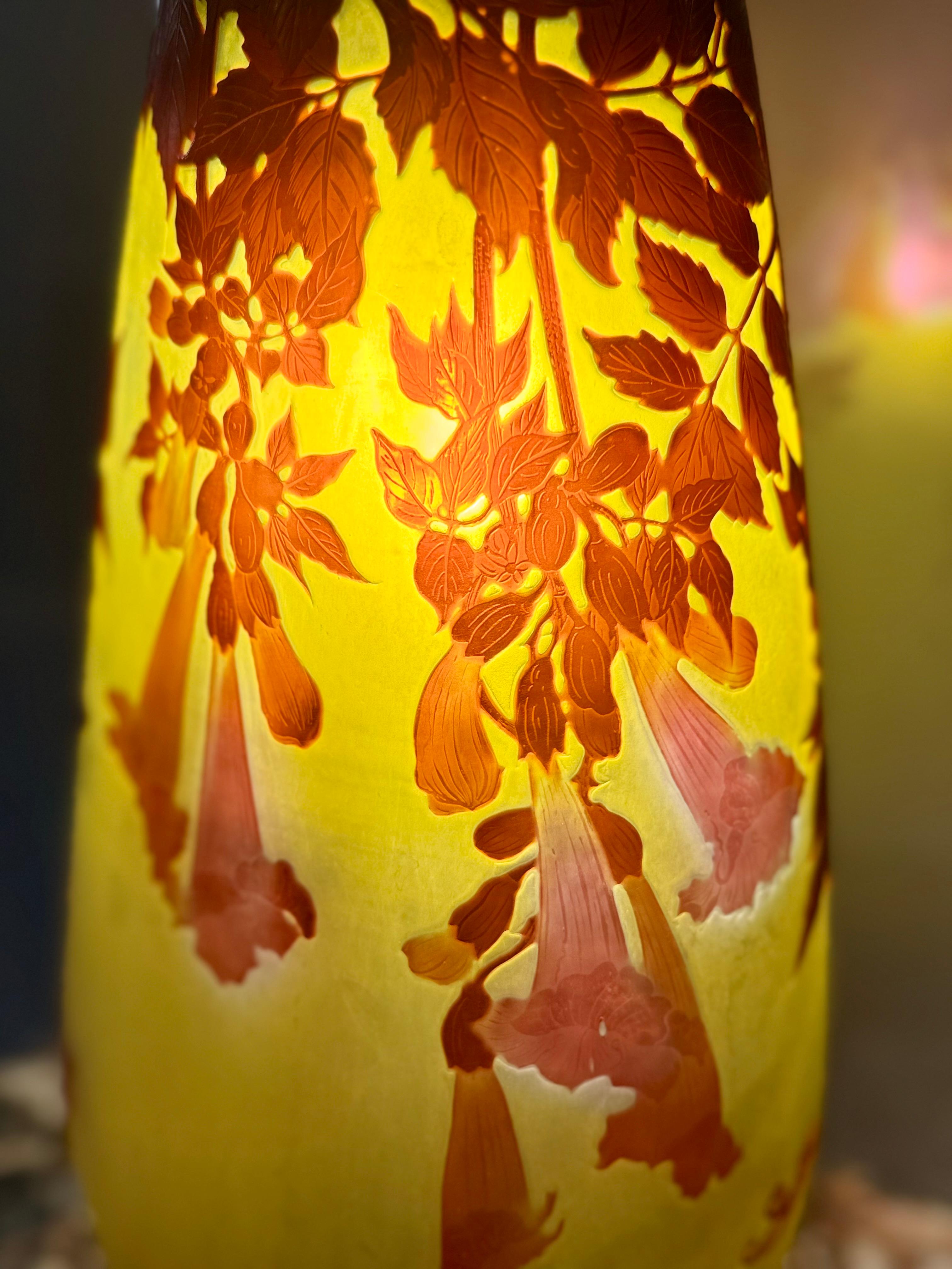 Vase en verre camée Art nouveau 