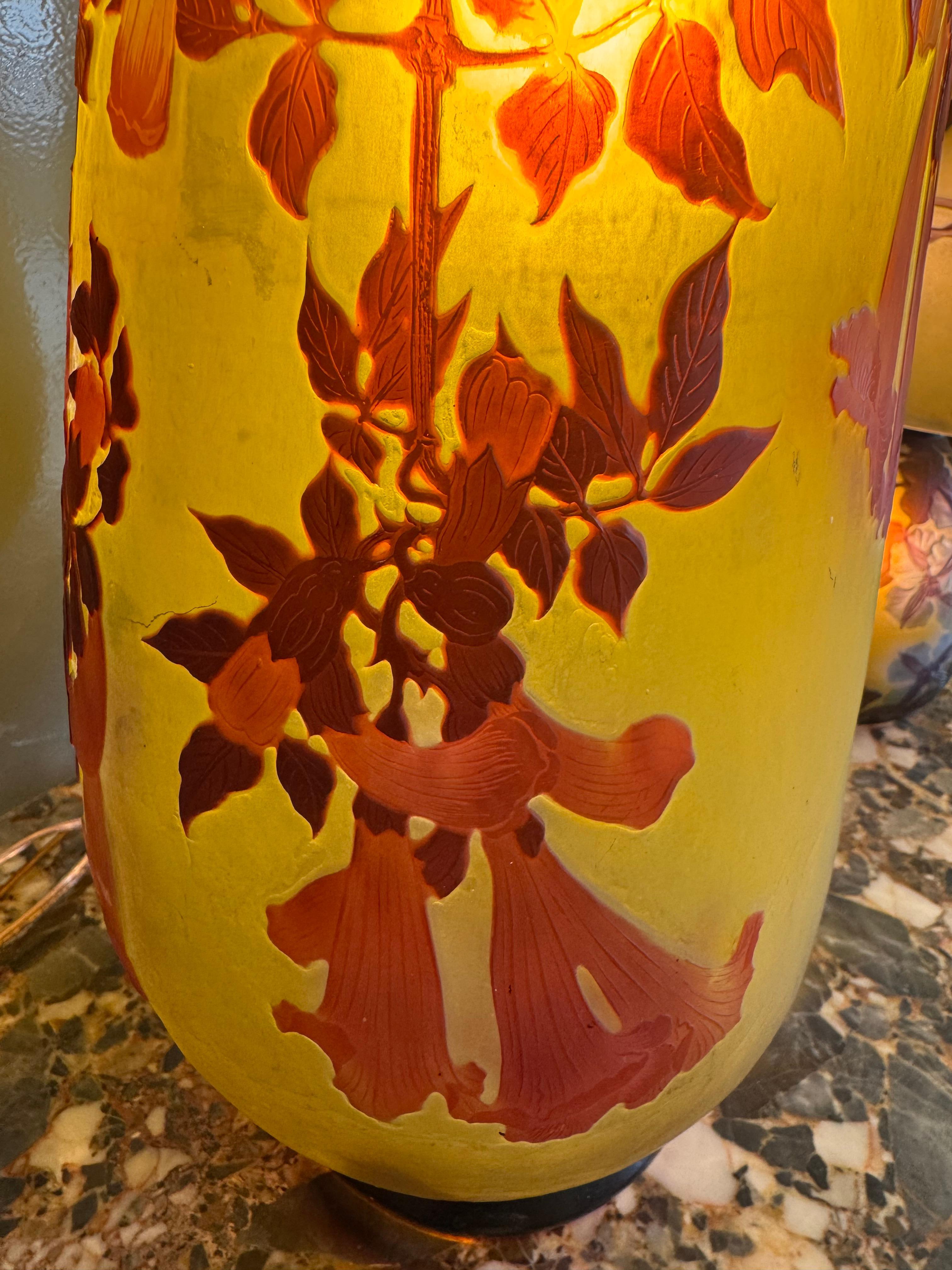 Vase en verre camée Art nouveau 