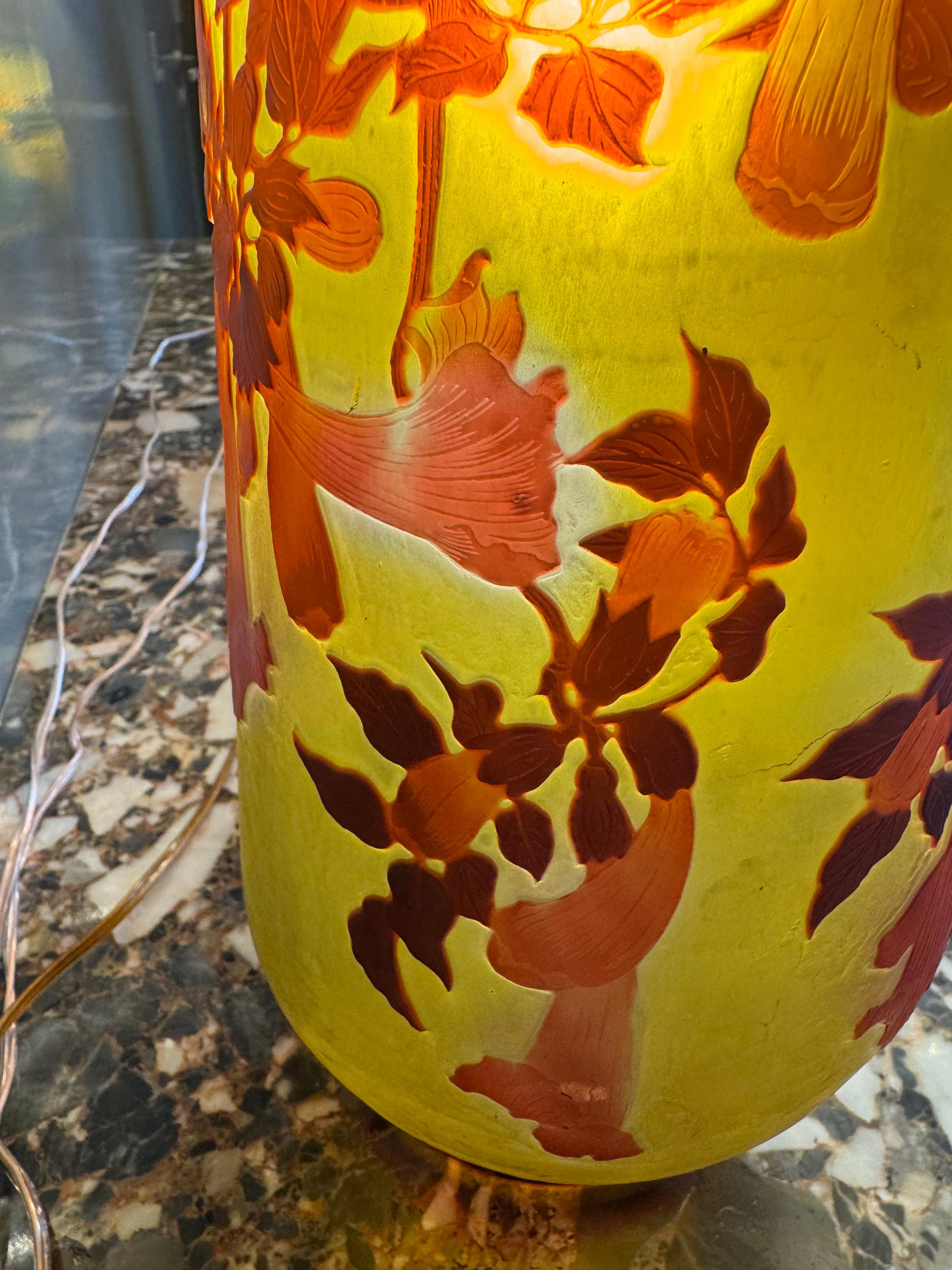 Fin du XIXe siècle Vase en verre camée Art nouveau 