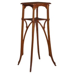 Emile Galle Marquetry Two Tiered Walnut and Fruitwood Table