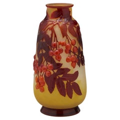 Emile Galle Mold Blown Red Berries Art Nouveau Vase