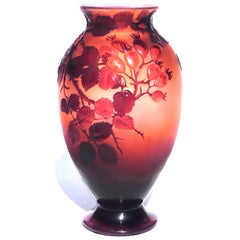 Emile Galle Mold Blown Wild Rose Art Nouveau Vase