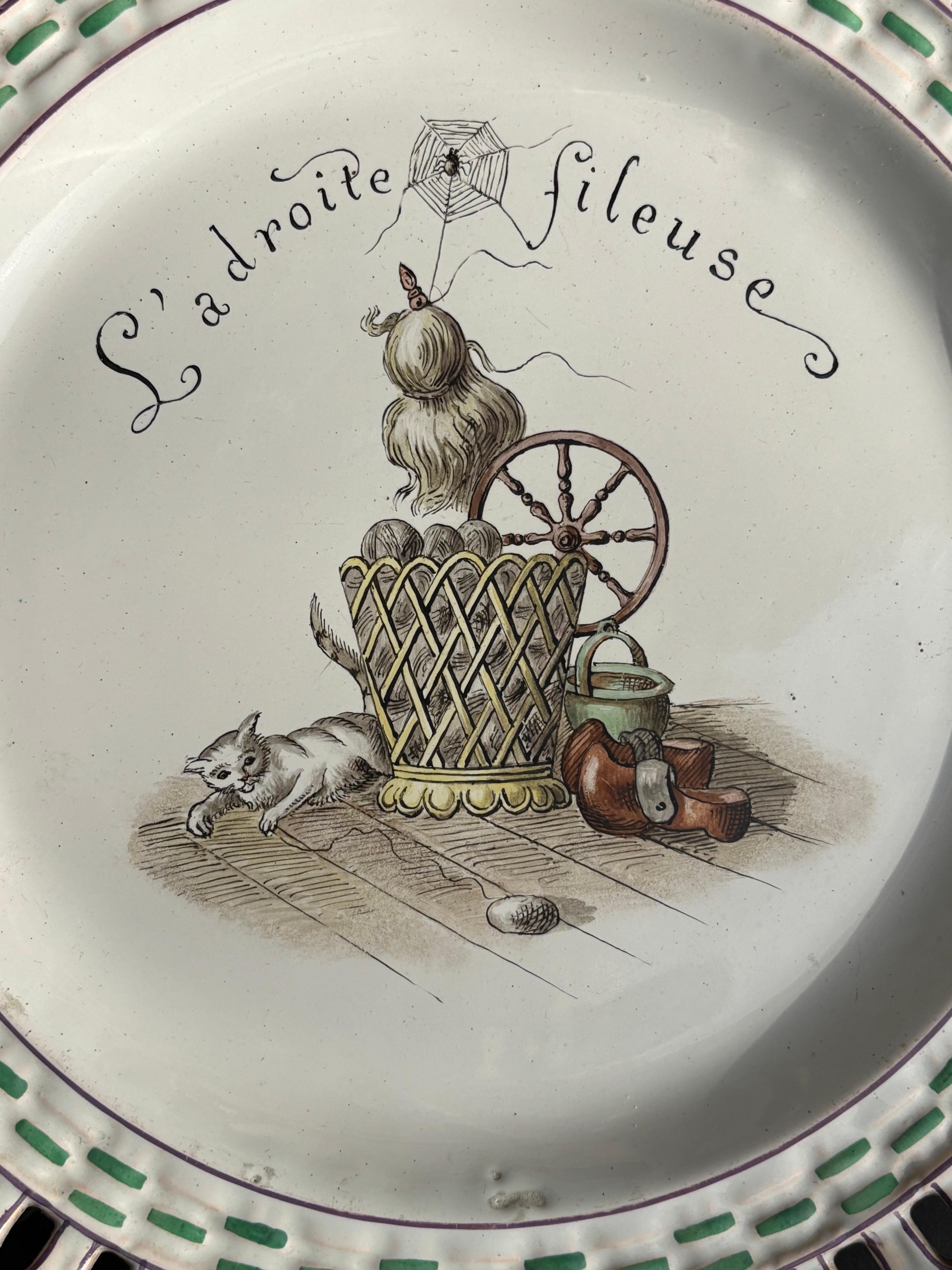Emile Galle  Plato de cerámica / loza de Nancy Esmalte / pintura Decorativo Art Nouveau Francés en venta