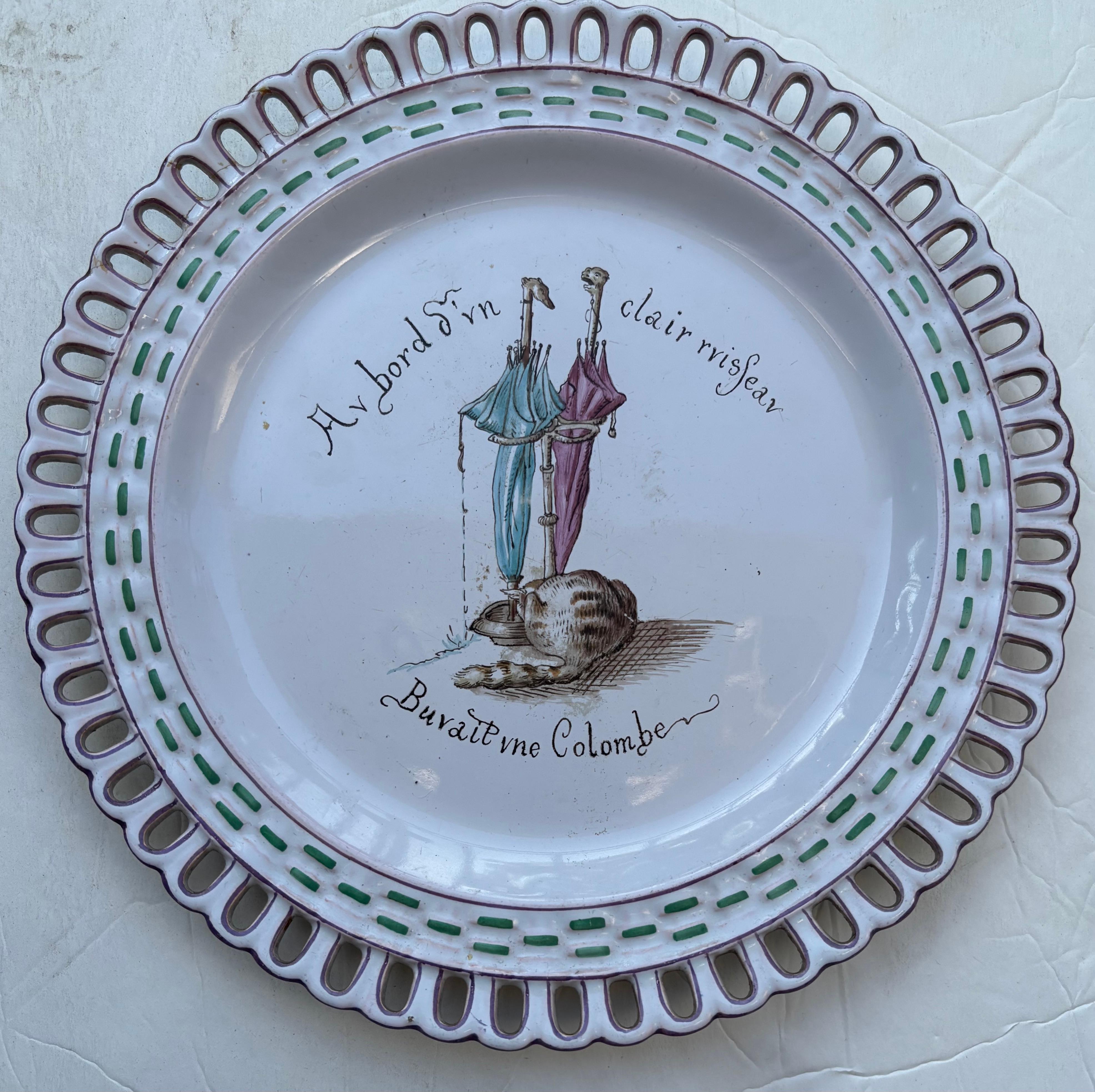 Emile Galle , Plato de cerámica de Nancy , Esmalte de loza , Art Nouveau decorativo  . Hecho a mano en venta