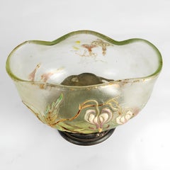 Émile Gallé, Nancy Déposé, Jugendstil-Glasschale mit Silberfassung, CIRCA 1900