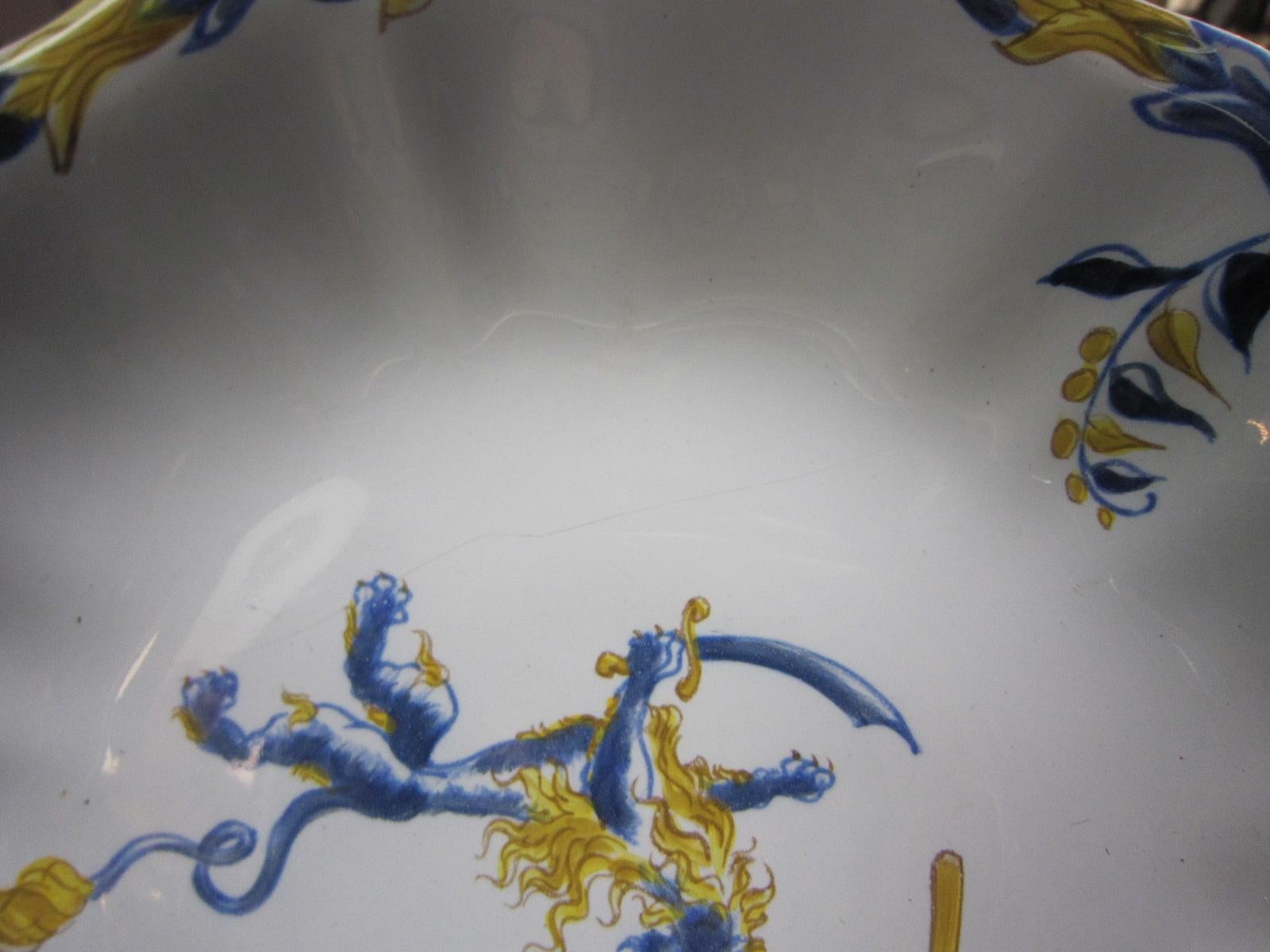 Emile Galle, Nancy Set of Seven Dishes and One Serving Dish in Blues and Gold 11