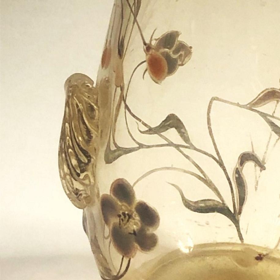 Émile Gallé, Napoleon III, a Pair of Enameled Art Glass Cabinet Vases, ca. 1870s For Sale 6