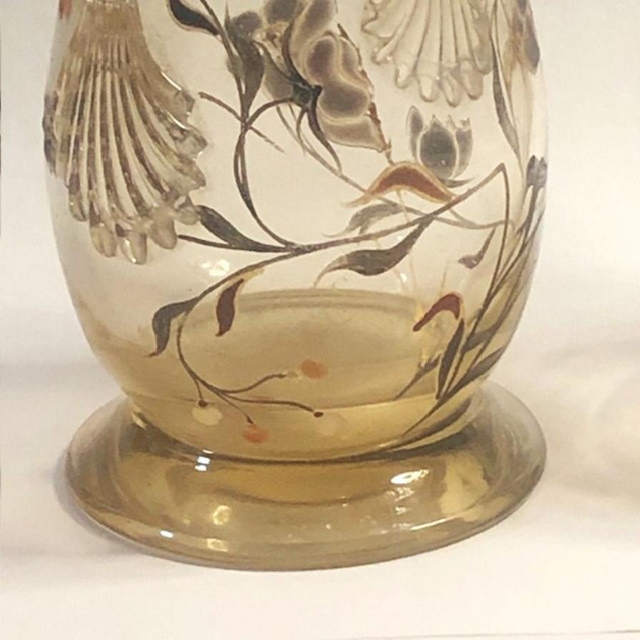 Émile Gallé, Napoleon III, a Pair of Enameled Art Glass Cabinet Vases, ca. 1870s For Sale 2