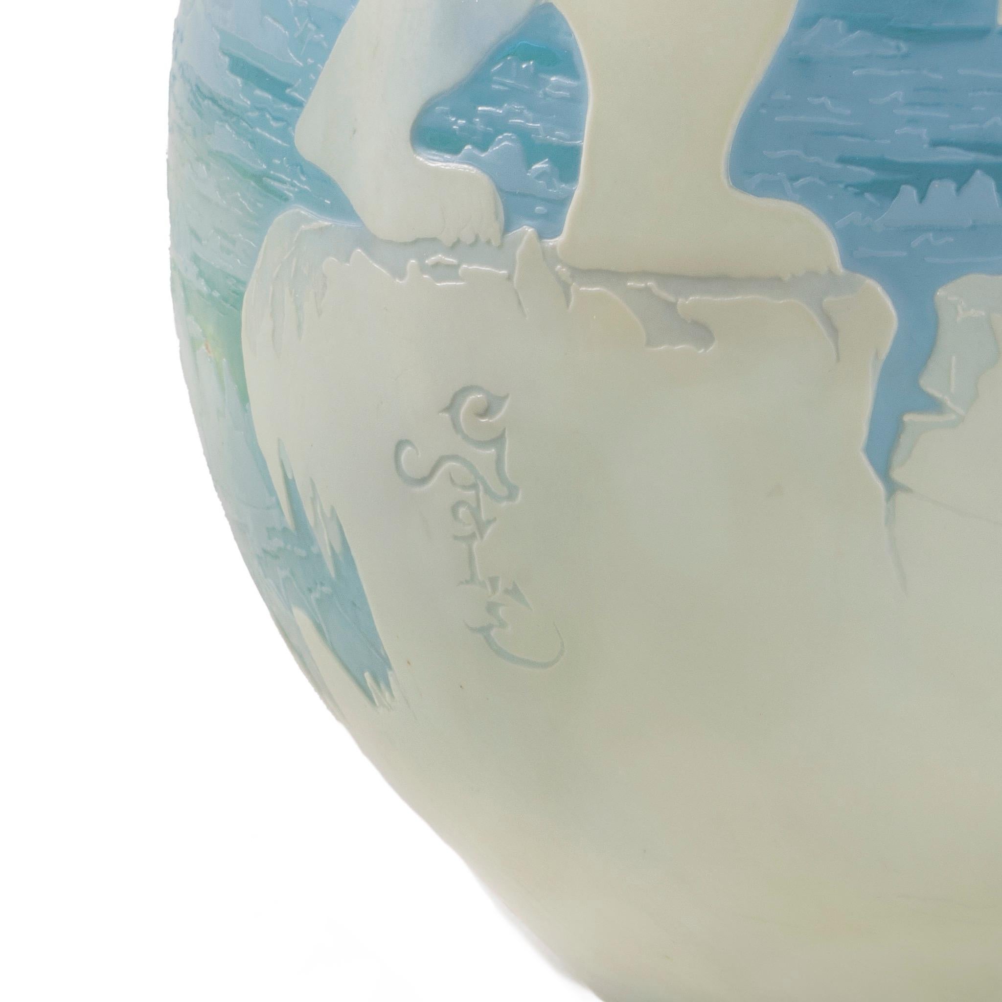 Émile Gallé “Ours Polaires” Cameo Glass Vase In Excellent Condition For Sale In New York, NY