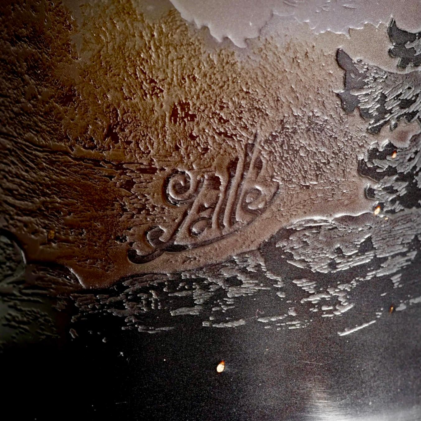 Début du 20ème siècle Lampe de table Paysage Vosges avec aigles d'Emile Galle en vente