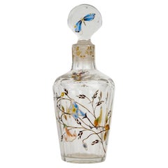 Emile Gallé - Perfume Bottle Glass With Enameled Dragonfly, Bees And Flowers