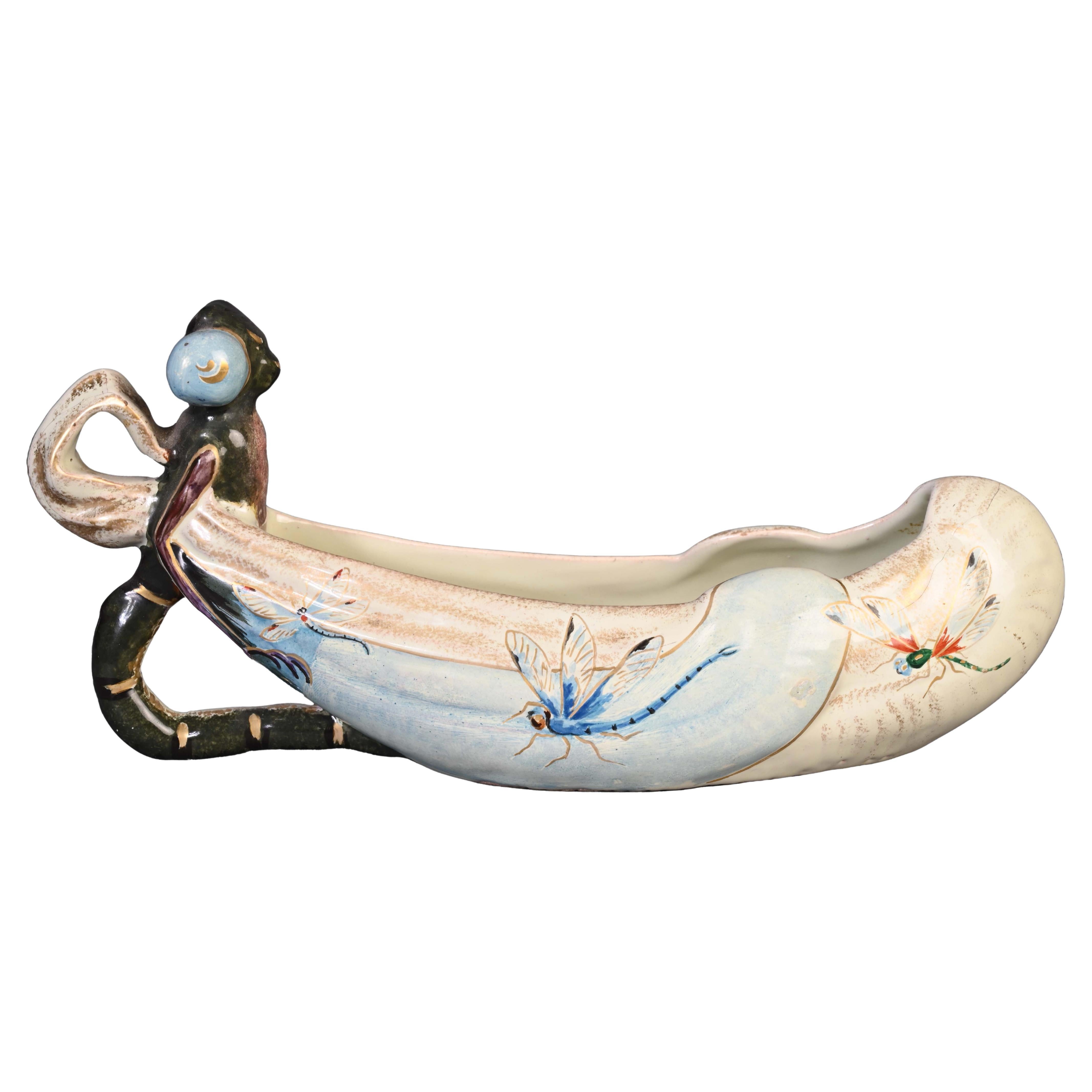 Émile GALLÉ, Plant holder with dragonflies, circa 1880 For Sale