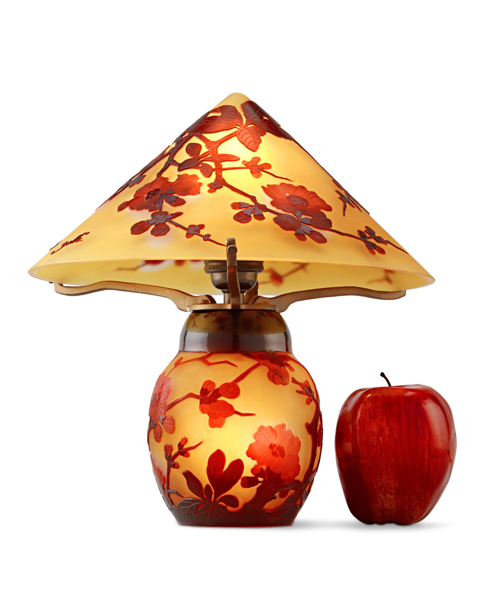 20th Century Émile Gallé Pointed Top Cameo Glass Lamp