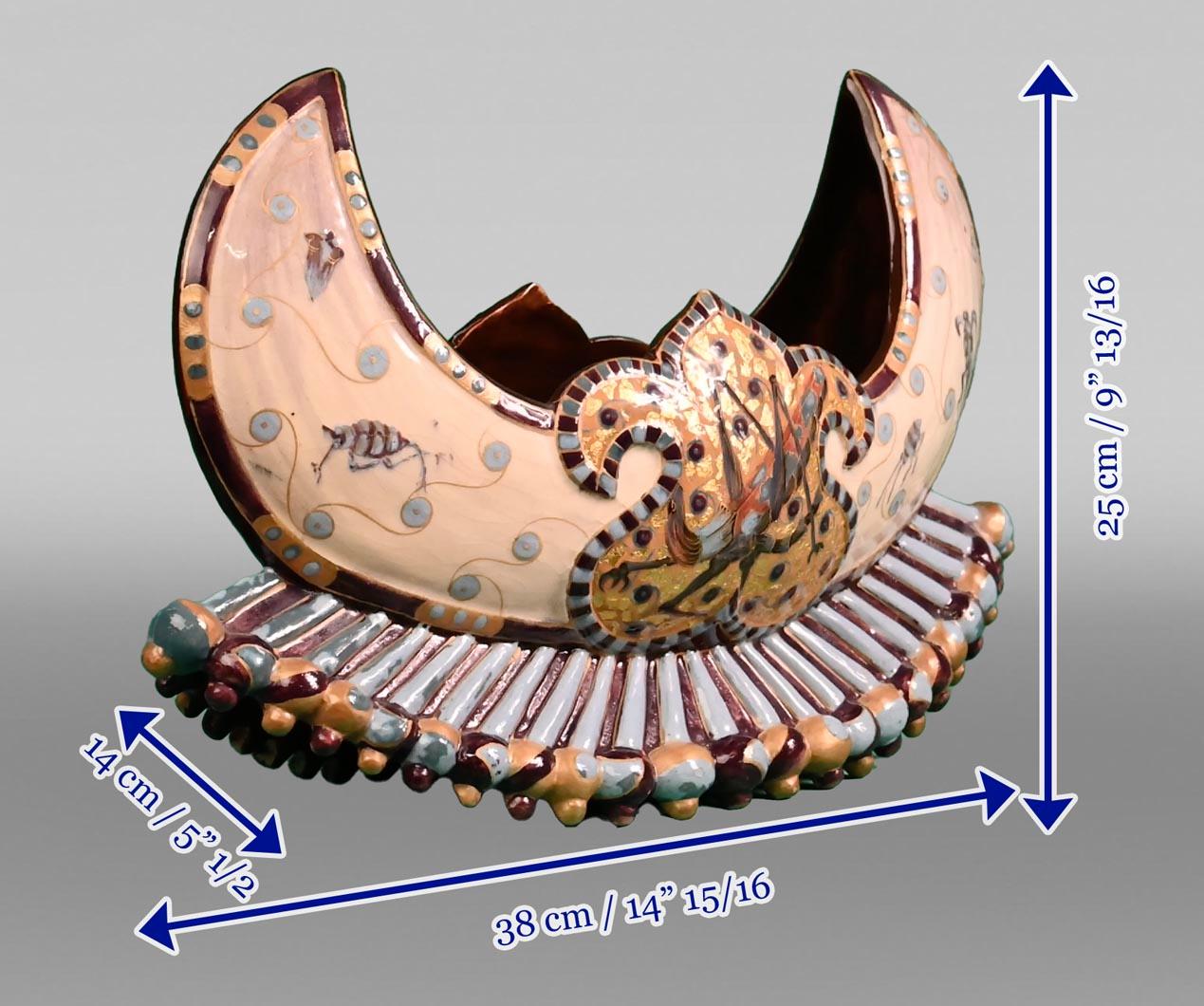 Émile GALLÉ, Precious Egyptian Ship, a rare earthenware piece For Sale 2