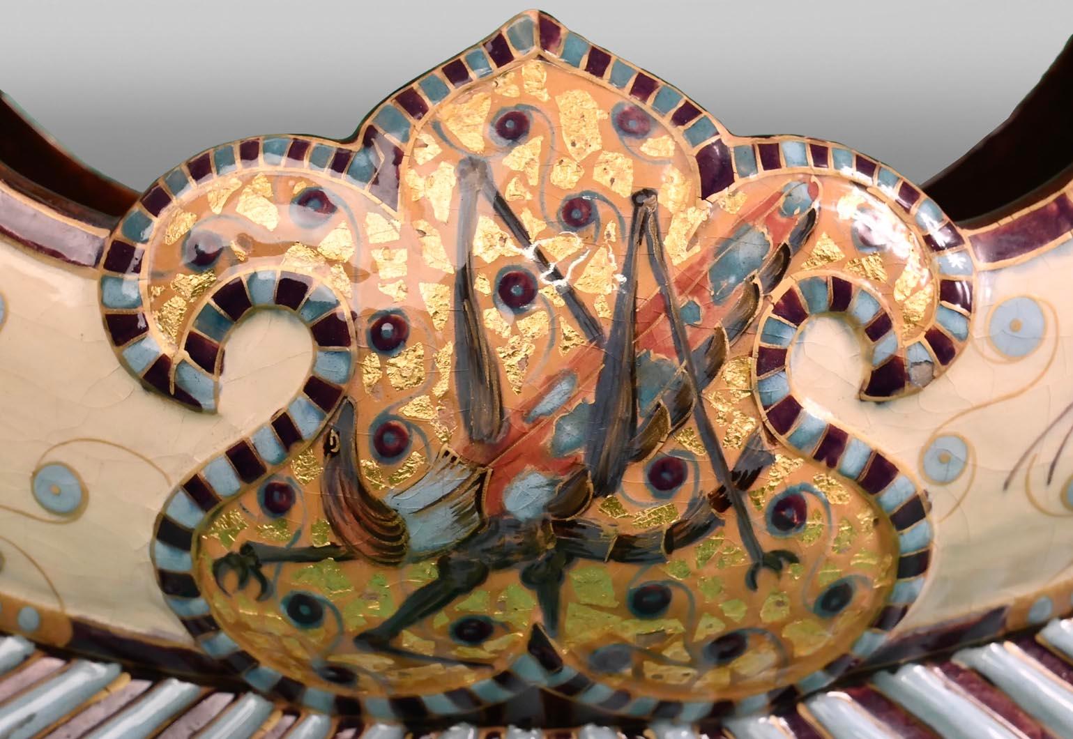 French Émile GALLÉ, Precious Egyptian Ship, a rare earthenware piece For Sale